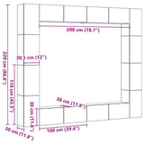Set Mobile TV 8 pz Montato a Parete Rovere in Legno truciolato