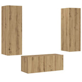 Mobili TV a Parete 3 pz Rovere Artigianale in Legno truciolato
