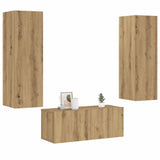 Mobili TV a Parete 3 pz Rovere Artigianale in Legno truciolato