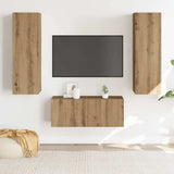 Mobili TV a Parete 3 pz Rovere Artigianale in Legno truciolato