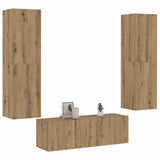 Mobili TV a Parete 3 pz Rovere Artigianale in Legno truciolato