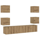 Mobili TV a Parete 6 pz Rovere Artigianale Legno truciolato