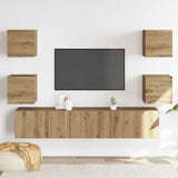 Mobili TV a Parete 6 pz Rovere Artigianale Legno truciolato