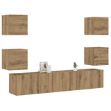 Mobili TV a Parete 6 pz Rovere Artigianale Legno truciolato