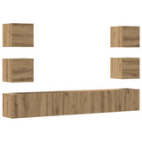 Mobili TV a Parete 6 pz Rovere Artigianale Legno truciolato