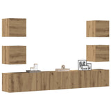 Mobili TV a Parete 6 pz Rovere Artigianale Legno truciolato