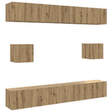 Set Mobile TV 6 pz Montato a Parete Rovere in Legno truciolato