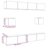 Set Mobile TV 6 pz Montato a Parete Rovere in Legno truciolato