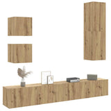 Set Mobile TV 5 pz Montato a Parete Rovere in Legno truciolato