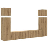 Set Mobile TV 8 pz Montato a Parete Rovere in Legno truciolato