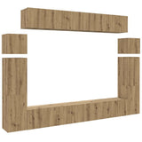Set Mobile TV 8 pz Montato a Parete Rovere in Legno truciolato