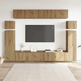 Set Mobile TV 8 pz Montato a Parete Rovere in Legno truciolato
