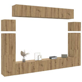 Set Mobile TV 8 pz Montato a Parete Rovere in Legno truciolato