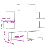 Set Mobile TV 7 pz Montato a Parete Rovere in Legno truciolato
