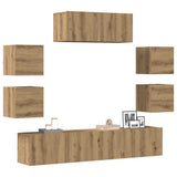 Set Mobile TV 7 pz Montato a Parete Rovere in Legno truciolato