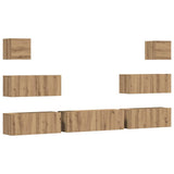 Set Mobile TV 7 pz Montato a Parete Rovere in Legno truciolato