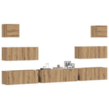 Set Mobile TV 7 pz Montato a Parete Rovere in Legno truciolato