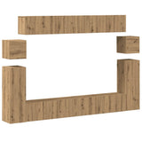 Set Mobile TV 8 pz Montato a Parete Rovere in Legno truciolato
