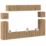 Set Mobile TV 8 pz Montato a Parete Rovere in Legno truciolato