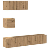 Set Mobile TV 4 pz Montato a Parete Rovere in Legno truciolato