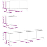 Set Mobile TV 4 pz Montato a Parete Rovere in Legno truciolato