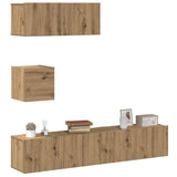 Set Mobile TV 4 pz Montato a Parete Rovere in Legno truciolato