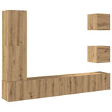 Set Mobile TV 5 pz Montato a Parete Rovere in Legno truciolato