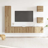 Set Mobile TV 5 pz Montato a Parete Rovere in Legno truciolato