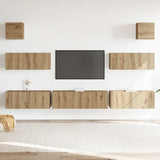 Set Mobile TV 7 pz Montato a Parete Rovere in Legno truciolato