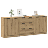 Credenze 3 pz Rovere Artigianale 60x30x70 cm Legno truciolato