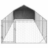 Cuccia per Cani da Esterno con Recinto 8x2x1,5m Acciaio Zincato