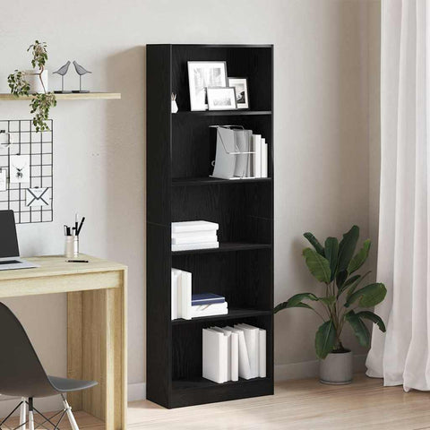 Libreria Rovere Nero 60 x 24 x 176 cm Legno truciolato