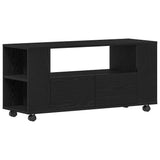 Mobile Porta TV con Ruote Rovere Nero 102x34,5x43 cm Truciolato