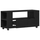 Mobile Porta TV con Ruote Rovere Nero 102x34,5x43 cm Truciolato