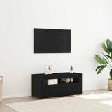 Mobile TV Rovere Nero 90 x 35 x 40 cm Legno truciolato