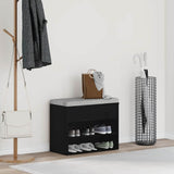 Panca per scarpe Rovere Nero 60 x 30 x 45 cm Legno truciolato