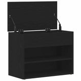 Panca per scarpe Rovere Nero 60 x 30 x 45 cm Legno truciolato