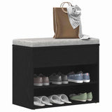 Panca per scarpe Rovere Nero 60 x 30 x 45 cm Legno truciolato