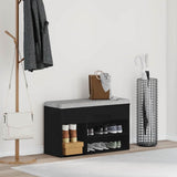 Panca per scarpe Rovere Nero 80 x 30 x 45 cm Legno truciolato
