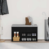 Panca per scarpe Rovere Nero 80 x 30 x 45 cm Legno truciolato