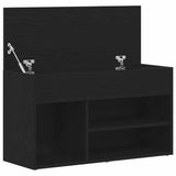 Panca per scarpe Rovere Nero 80 x 30 x 45 cm Legno truciolato