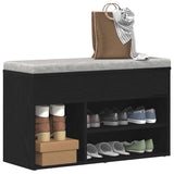 Panca per scarpe Rovere Nero 80 x 30 x 45 cm Legno truciolato