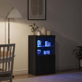 Madia LED Rovere Nero 60,5 x 37 x 100 cm Legno truciolato