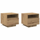 Armadio da Notte 2 pz Rovere artigianale 40 x 39 x 37 cm