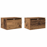 Mobiletto da comodino a parete con cassetto 2 pcs Legno vecchio