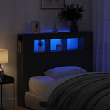 Testiera LED con lo scaffale Rovere Nero 120 x 18,5 x 103,5 cm