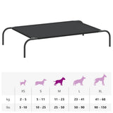 Cuccia per Cani Rialzata Nera 110x65x20cm Tela Oxford e Acciaio