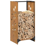 Rastrelliera per Legna da Ardere 40x30x80 cm in Acciaio Corten