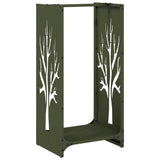 Rastrelliera per Legna da Ardere Verde Oliva 40x30x80 cm