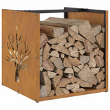 Rastrelliera per Legna da Ardere 40x40x40 cm in Acciaio Corten